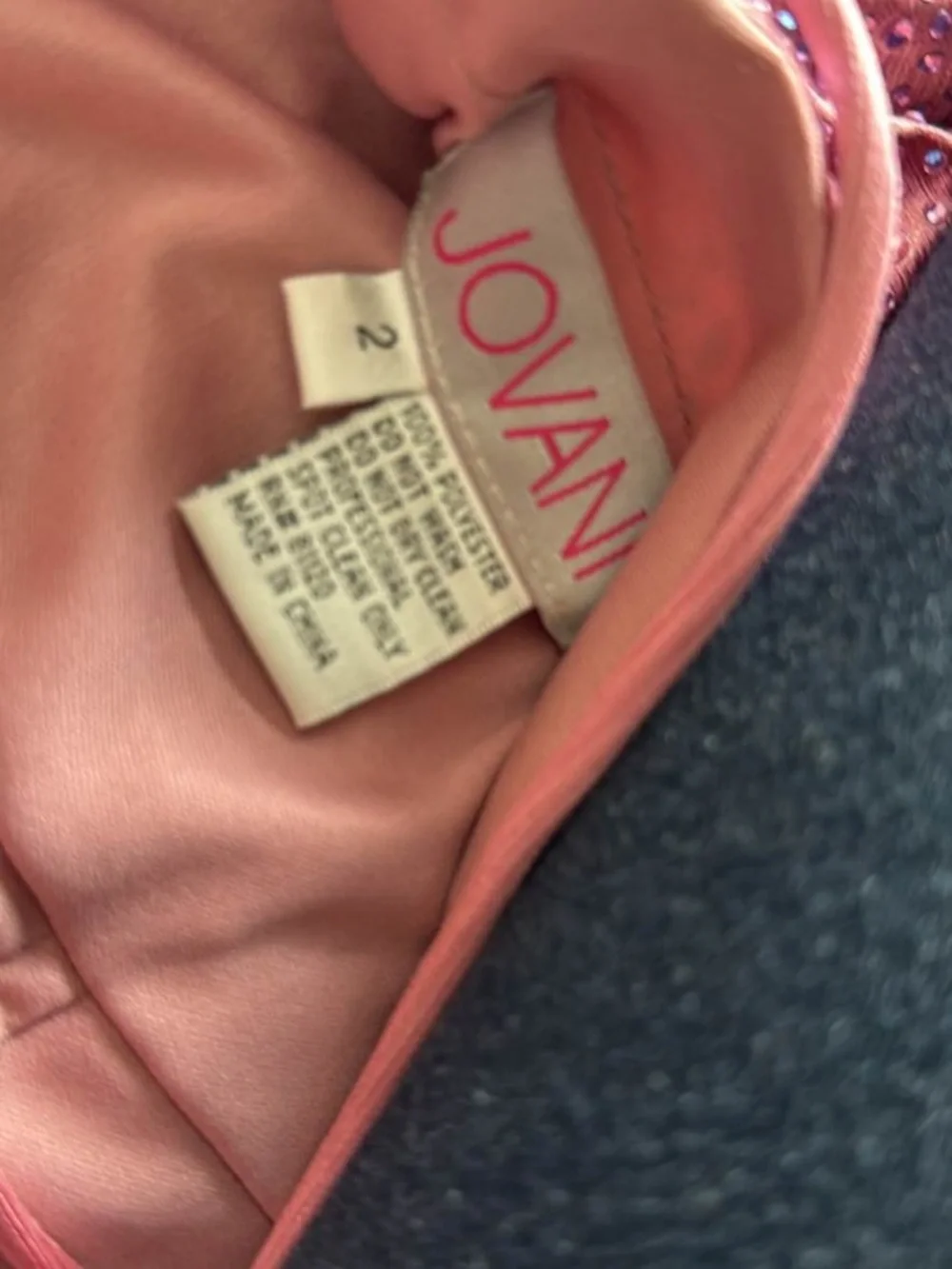 Jovani Pink Backless Satin-Effect Evening Gown - Picture 3 of 3
